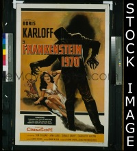 h159 FRANKENSTEIN 1970 one-sheet movie poster '58 Boris Karloff, horror!