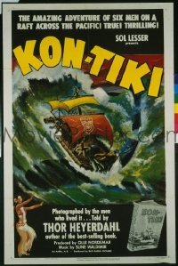 #1454 KON-TIKI 1sh '50 Thor Heyerdahl 