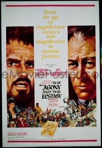 r031 AGONY & THE ECSTASY one-sheet movie poster '65 Charlton Heston