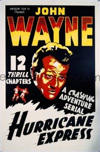 JW 024 JOHN WAYNE stock 1sh '40s John Wayne by Komak, Hurricane Express