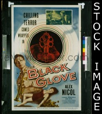 #110 BLACK GLOVE 1sh '54 pointing gun! 