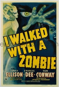 VHP7 096 I WALKED WITH A ZOMBIE linen one-sheet movie poster '43 Jacques Tourneur