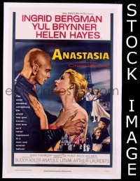 #2177 ANASTASIA 1sh '56 romantic close up of Ingrid Bergman & Yul Brynner!