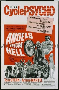 P110 ANGELS FROM HELL one-sheet movie poster '68 cycle-psycho!