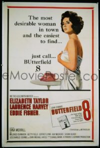P318 BUTTERFIELD 8 one-sheet movie poster '60 callgirl Elizabeth Taylor!