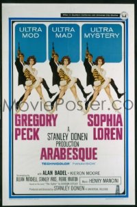 r078 ARABESQUE one-sheet movie poster '66 Gregory Peck, Sophia Loren