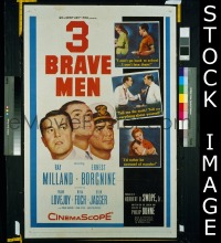 #012 3 BRAVE MEN 1sh '57 Milland 