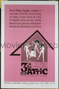 r008 3 IN THE ATTIC one-sheet movie poster '68 Yvette Mimieux, AIP
