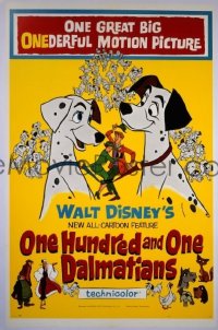 r001 101 DALMATIANS one-sheet movie poster '61 Walt Disney classic!
