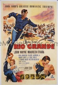 JW 250 RIO GRANDE linen one-sheet movie poster '50 John Wayne & John Ford