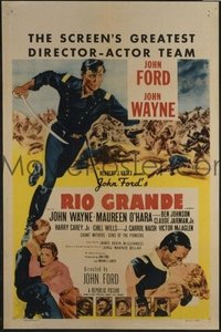 JW 251 RIO GRANDE one-sheet movie poster R56 John Wayne and John Ford epic!