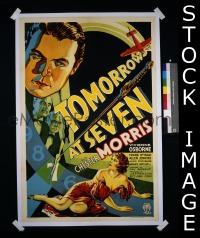 B084 TOMORROW AT SEVEN one-sheet movie poster '33 Chester Morris