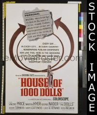 #196 HOUSE OF 1000 DOLLS 1sh '67 V. Price 