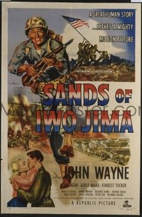 JW 248 SANDS OF IWO JIMA style B one-sheet movie poster '50 John Wayne, Marines