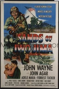 JW 249 SANDS OF IWO JIMA one-sheet movie poster R54 John Wayne, Marine, WWII