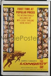 JW 297 LONGEST DAY one-sheet movie poster '62 images of 44 all-stars w/Wayne