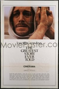 JW 305 GREATEST STORY EVER TOLD one-sheet movie poster '65 Stevens, Cinerama