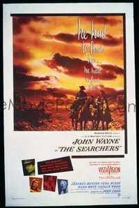 JW 268 SEARCHERS linen one-sheet movie poster '56 John Wayne and John Ford!
