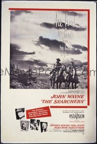 JW 267 SEARCHERS linen military one-sheet movie poster '56 John Wayne classic!