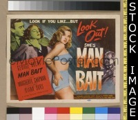 #9265 MAN BAIT Title Lobby Card '52 best bad girl image!