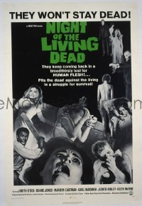 f617 NIGHT OF THE LIVING DEAD one-sheet movie poster '68 classic!