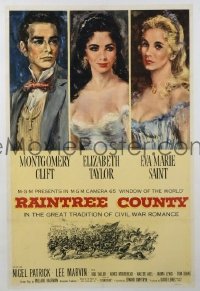 Q435 RAINTREE COUNTY one-sheet movie poster '57 Clift, Liz Taylor