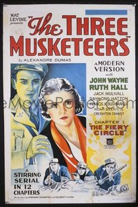 JW 038 THREE MUSKETEERS chapter 1 linen one-sheet movie poster '33 serial