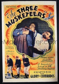 JW 049 THREE MUSKETEERS ch12 linen one-sheet movie poster '33 Wayne in inset