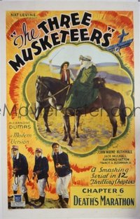 JW 044 THREE MUSKETEERS chapter 6 linen one-sheet movie poster '33 serial