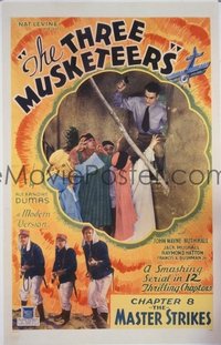 JW 045 THREE MUSKETEERS ch8 linen one-sheet movie poster '33 Wayne in inset!