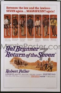 Q452 RETURN OF THE 7 one-sheet movie poster '66 Yul Brynner