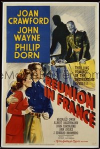 JW 209 REUNION IN FRANCE style D one-sheet movie poster '42 John Wayne & Joan