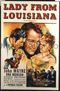JW 187 LADY FROM LOUISIANA one-sheet movie poster R53 great John Wayne art!