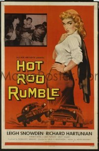 r771 HOT ROD RUMBLE one-sheet movie poster '57 teen car racing!