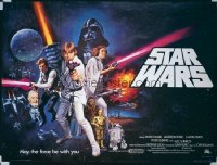 STAR WARS British quad '77 George Lucas classic sci-fi epic, art by Tom William Chantrell!