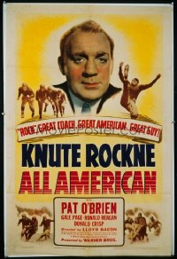 195 KNUTE ROCKNE - ALL AMERICAN 1sheet 1940