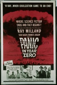 PANIC IN YEAR ZERO style B 1sh '62 Ray Milland, Hagen, Avalon, cool mushroom cloud image!
