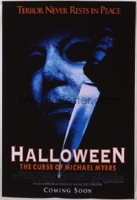 HALLOWEEN VI advance 1sh '95 Curse of Mike Myers, art of the man in mask w/knife!
