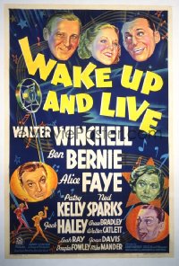 WAKE UP & LIVE 1sh '37 Alice Faye, Walter Winchell as himself in radio comedy!
