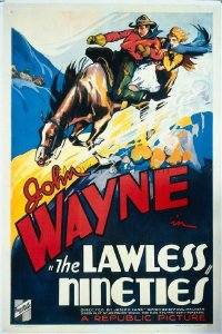 JW 115 LAWLESS '90s linen one-sheet movie poster '36 great John Wayne artwork!