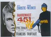 VHP7 464 FAHRENHEIT 451 British quad movie poster '67 Truffaut, Christie