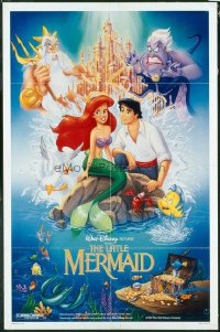 #418 LITTLE MERMAID one-sheet movie poster '89 Ariel and the cast, Disney!!