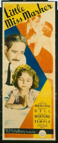 VHP7 039 LITTLE MISS MARKER insert movie poster '34 baby Shirley Temple!
