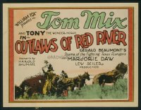 t105 OUTLAWS OF RED RIVER title lobby card '27 Tom Mix and Tony!