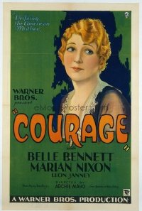 1028 COURAGE linenbacked one-sheet movie poster '30 pretty stone litho image!