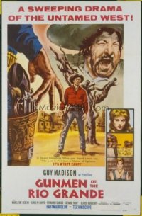 t140 GUNMEN OF THE RIO GRANDE linen one-sheet movie poster '65 Guy Madison
