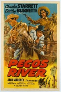 t118 PECOS RIVER linen one-sheet movie poster '51 Charles Starrett, Smiley