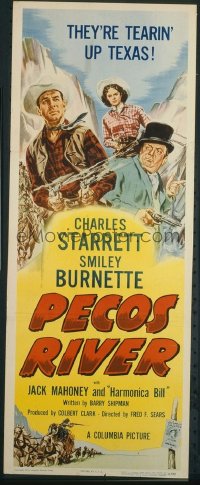 t112 PECOS RIVER insert movie poster '51 Charles Starrett, Burnette
