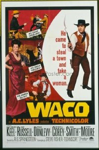 t295 WACO linen one-sheet movie poster '66 Howard Keel, Jane Russell
