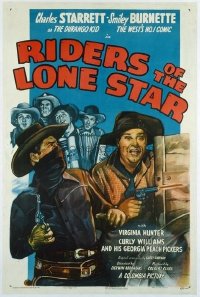 t161 RIDERS OF THE LONE STAR linen one-sheet movie poster '47 Durango Kid